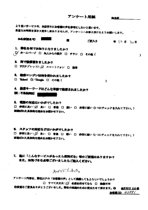 福生市・20代女性/匿名希望様