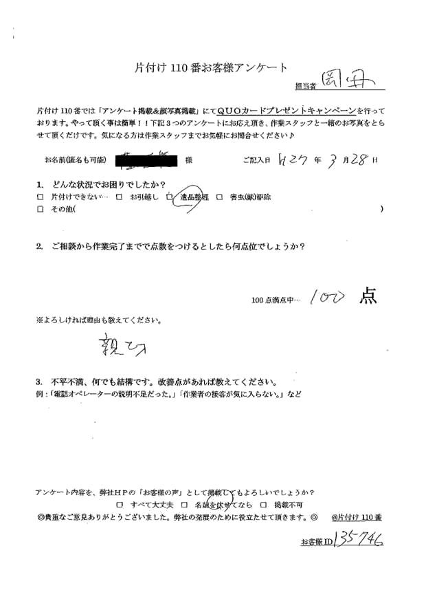 調布市・40代女性/匿名希望様